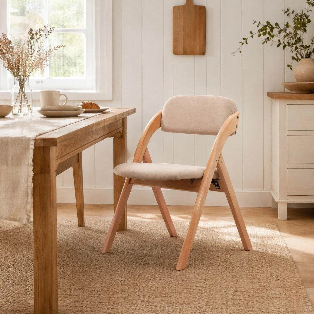 Sedie pieghevoli da pranzo set di 2 impilabili in legno color kaki con seduta imbottita e rivestimento removibile