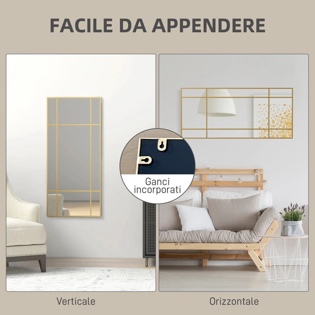 Specchio da Parete Finestra ¨C Minimal ¨C Oro 110x50cm