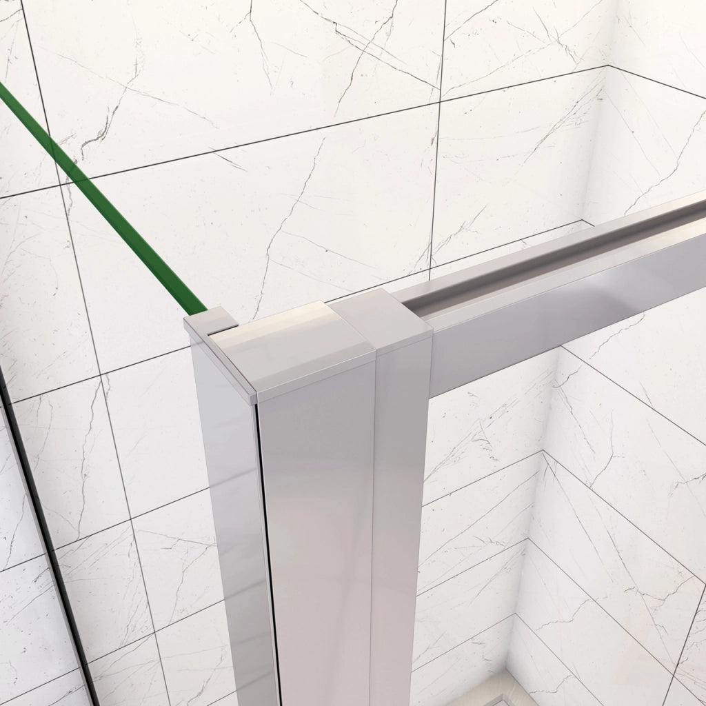 185cm Box Doccia Angolare Porta Girevole Battente con Parete Fissa 90x80cm in Vetro Temperato Trasparente 5 mm Profilo Cromo Lucido