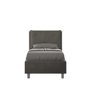 BS COM Letto singolo senza rete imbottito 80x210 microfibra grigio