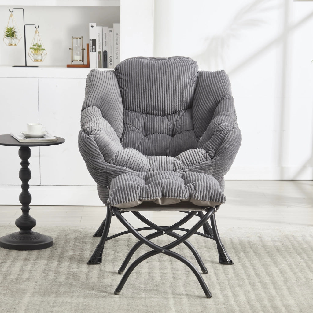 Poltrona Relax con Poggiapiedi e Braccioli ¨C MINIMAL ¨C Tessuto Grigio