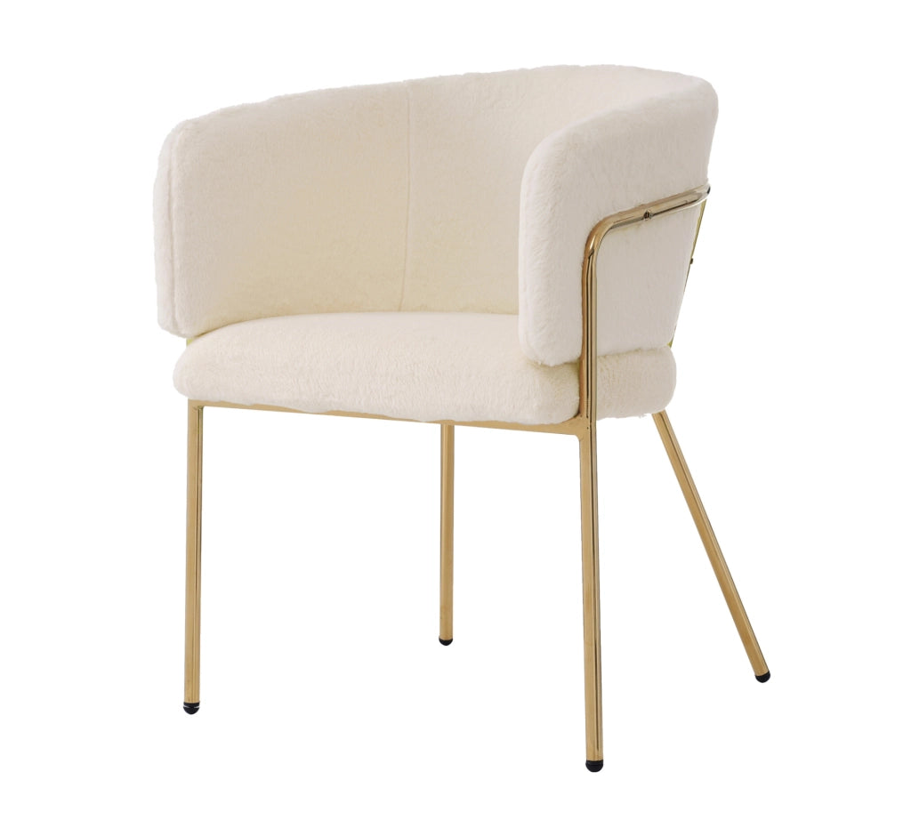 SEDIA Relax Set da 2 pezzi Bianca in pelliccia sintetica con gambe in metallo