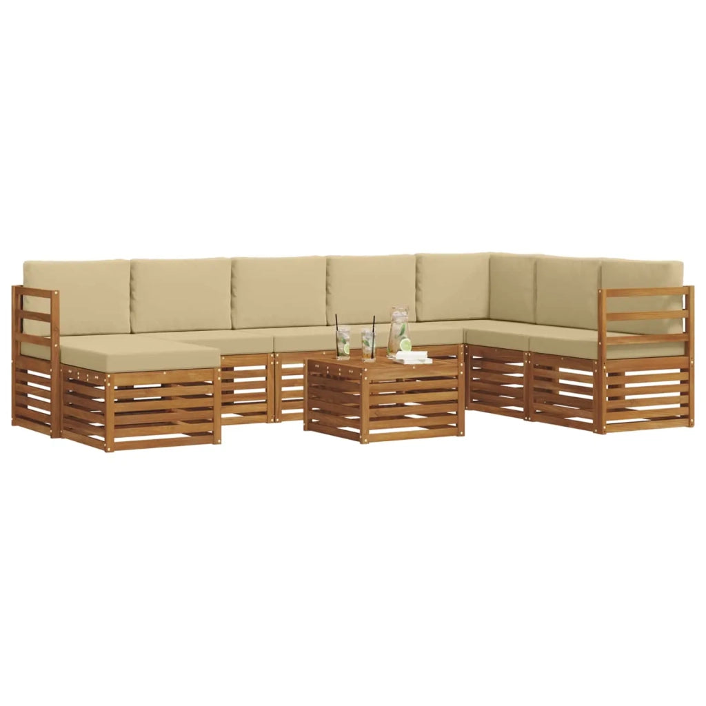 Set di divani da esterno 9 pz Naturale e Beige 3375313