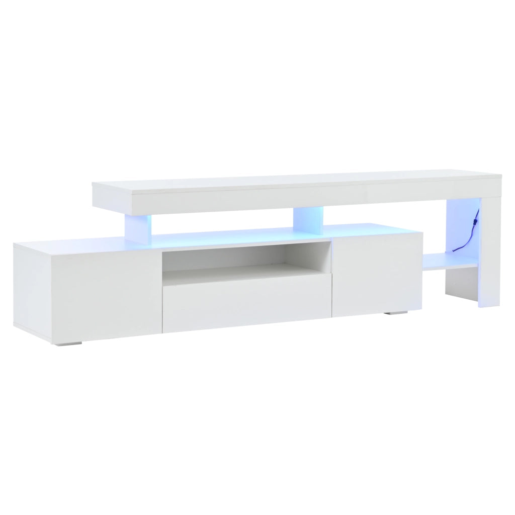 Mobile TV con 3 ante; vani aperti e LED; per soggiorno; 192 × 37 × 53 cm; in pannello truciolare; bianco