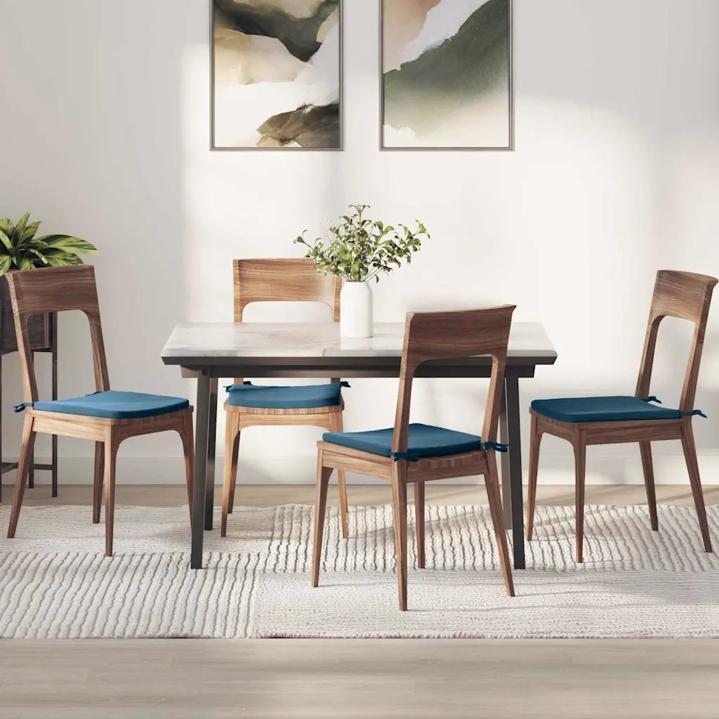 Cuscini per Seduta 4 pz | Cuscini per sedie Blu 40 x 40 x 3 cm Velluto
