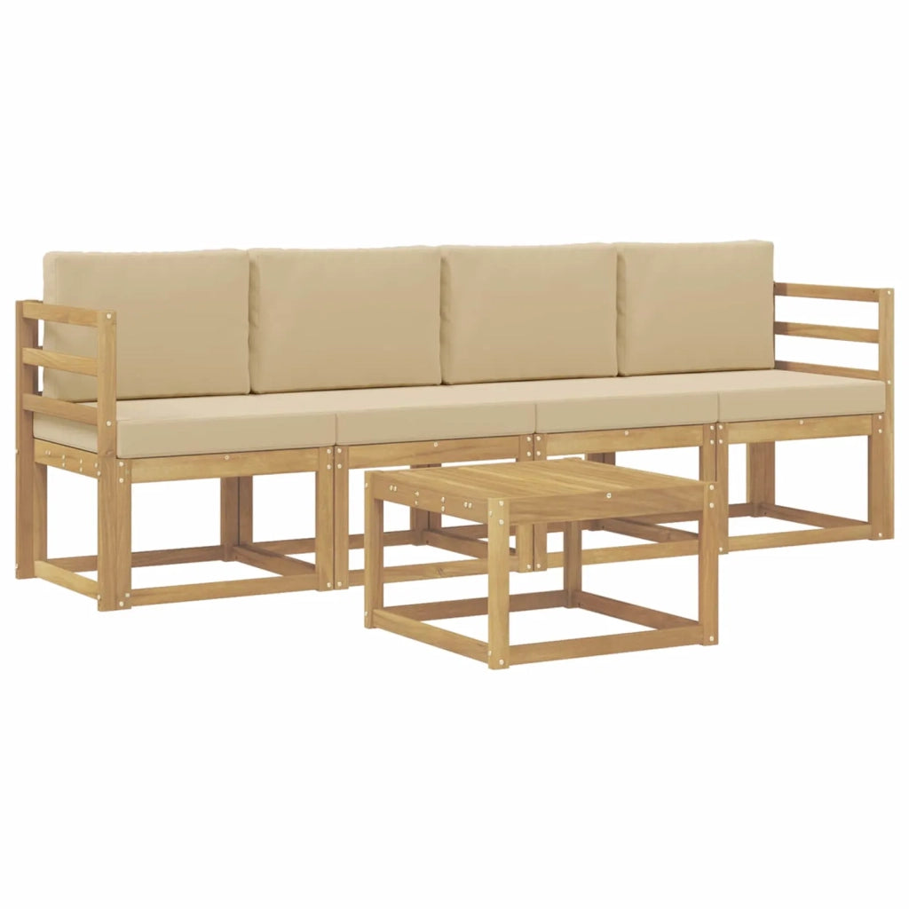 Set di divani da esterno 5 pz Bianco e Beige 3387197