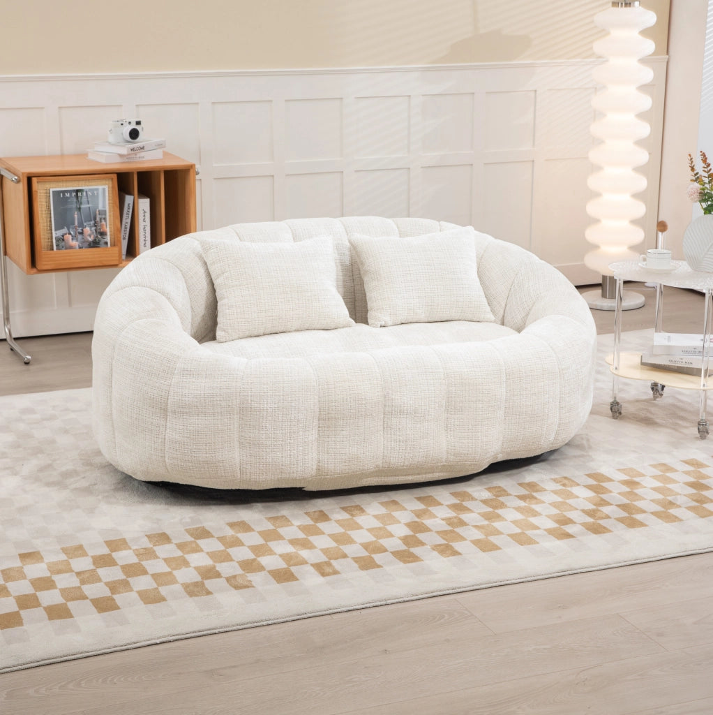Divano sacco 150x95x63 cm con imbottitura in schiuma; chenille beige