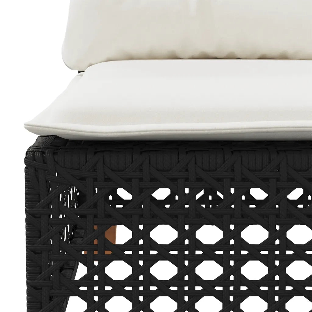 Divano da Giardino a 3 Posti con Cuscini Nero in Polyrattan 365941