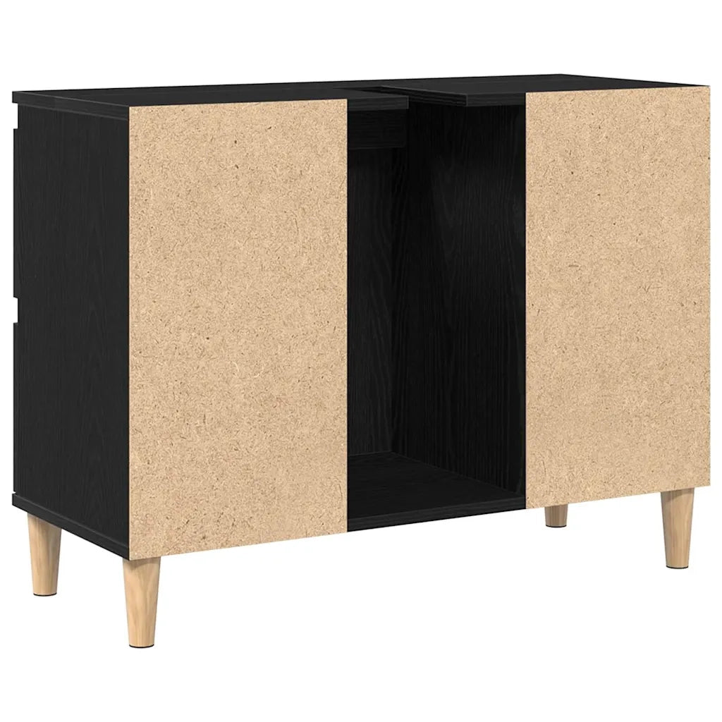 Mobile Lavabo | Armadio per Lavabo da Bagno Rovere Nero 80 x 33 x 60 cm