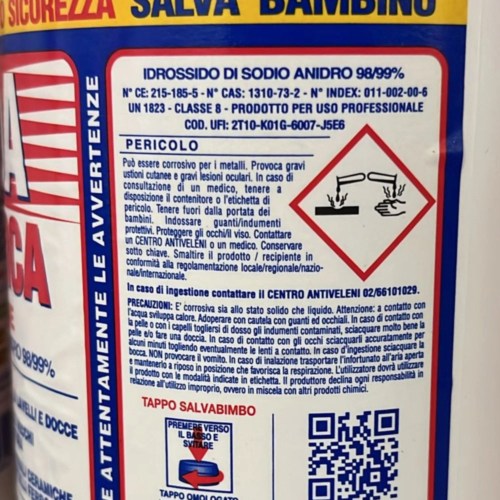 Soda caustica scaglie 1 kg per pulizie e svernicianti