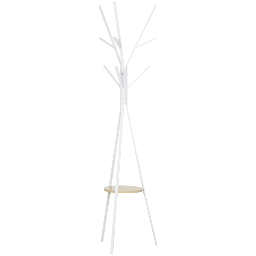 Mobile ingresso con 3 aste e 8 ganci - per ingresso - in metallo e MDF - 45×45×180 cm - bianco