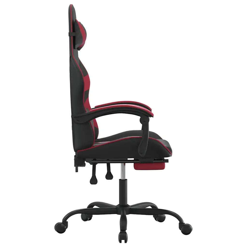 Sedia da Gaming con Poggiapiedi Nero e Rosso Vino in Similpelle 3143861