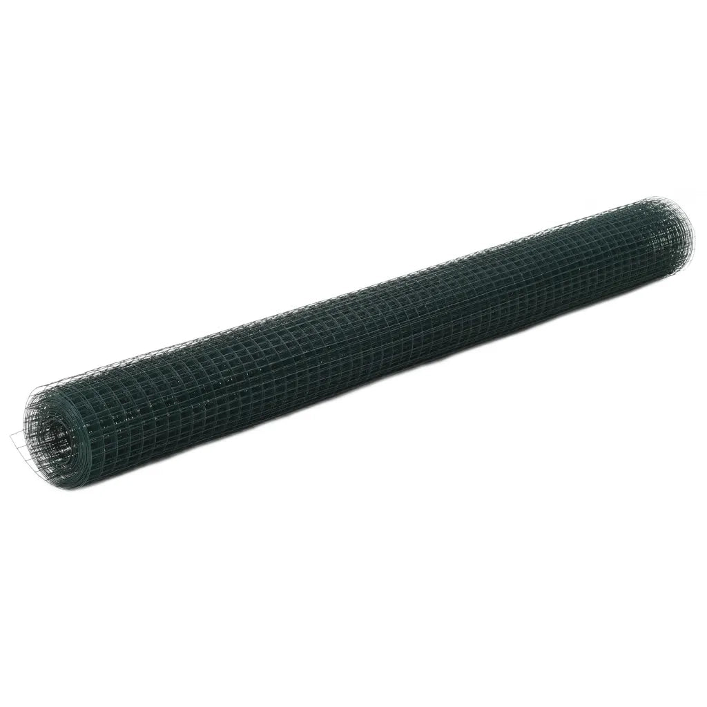 Recinzione in Rete per Pollaio in Acciaio e PVC 25x1,5 m Verde