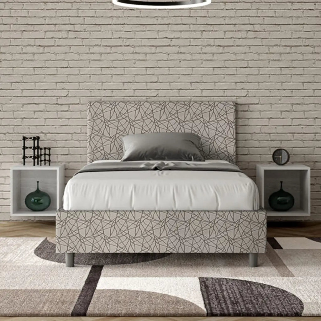 Letto una piazza e mezza con rete imbottito 120x190 tessuto Era 2 grigio Adele