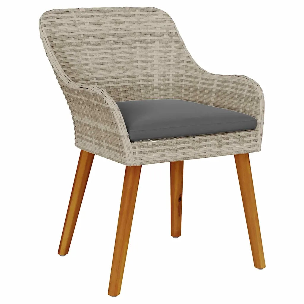 Set da Pranzo per Giardino 7 pcs Grigio chiaro polyrattan