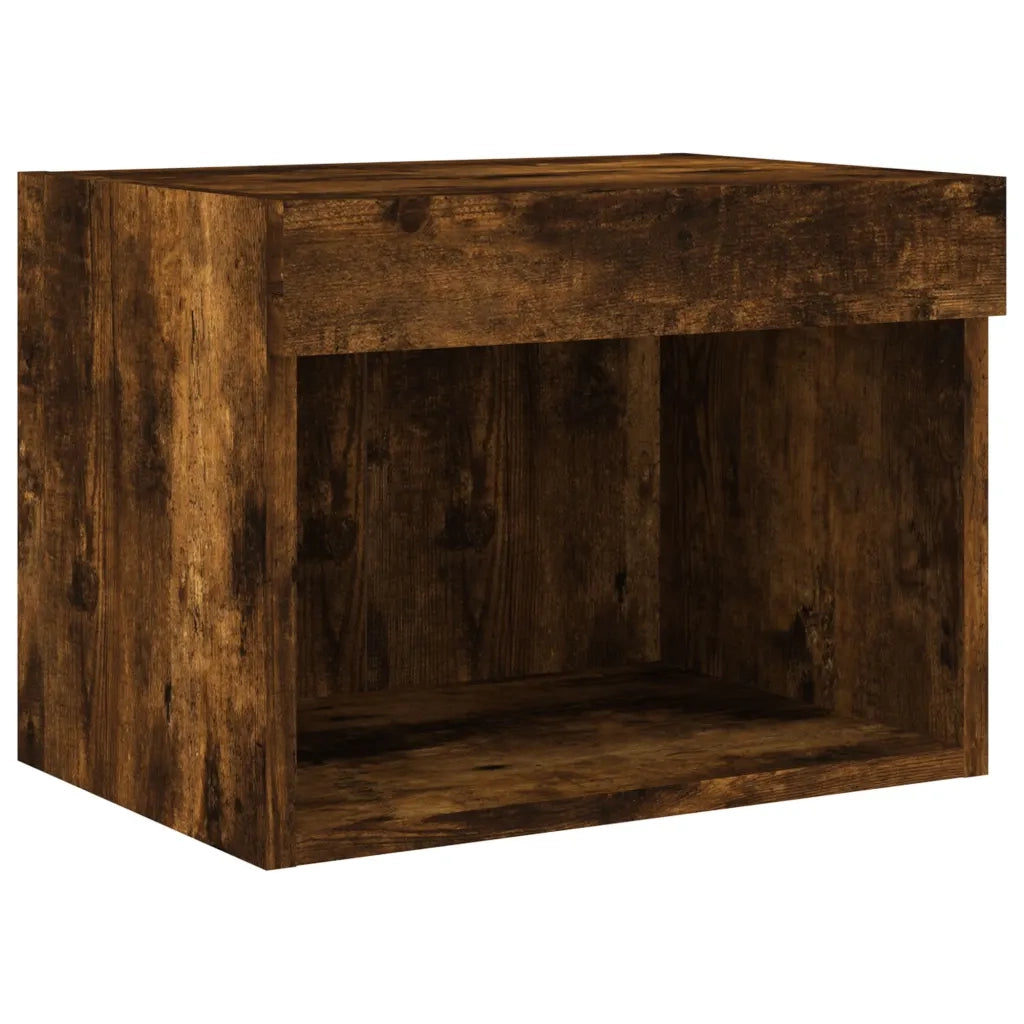 Mobili TV a Muro 4pz | Armadietto TV | Mobile Porta TV con Luci LED Rovere Fumo