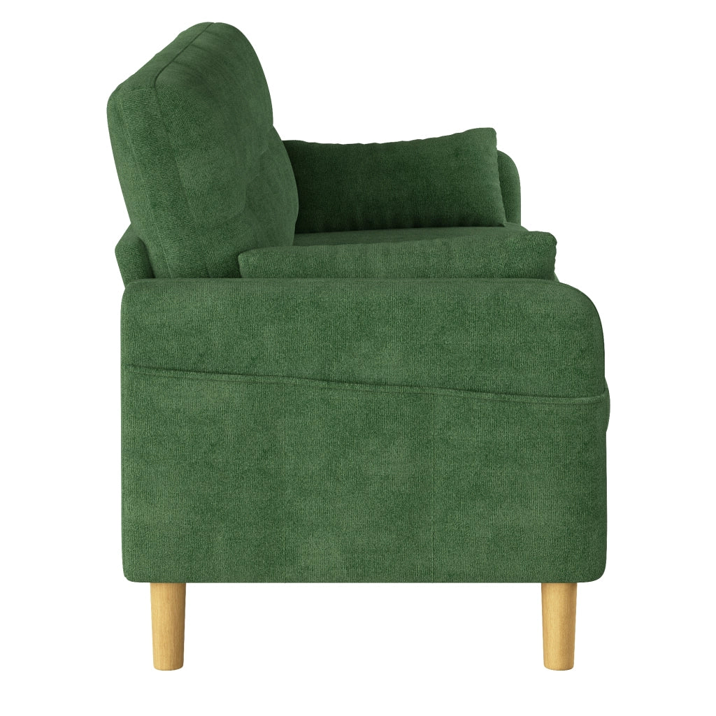 Divano 2 posti compatto con tasca laterale e 2 cuscini rimovibili in ciniglia verde 119 × 78 × 85 cm