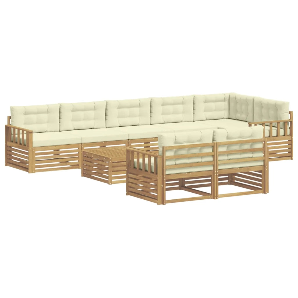 Set di divani da esterno 9 pz Bianco e Crema Poliestere 3390715