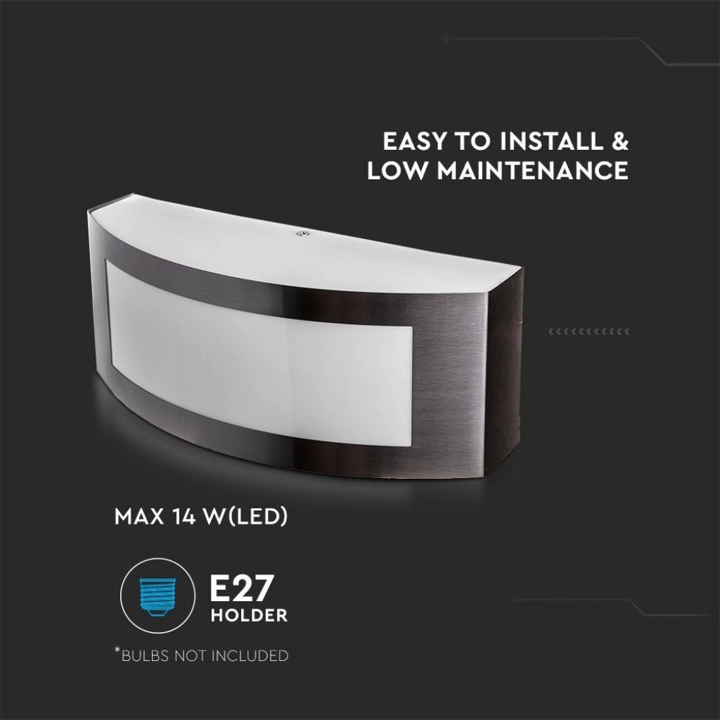 Applique Plafoniera da Muro Acciaio Arrotondata con Portalampada E27 (Max 15W) Colore Grigio IP44