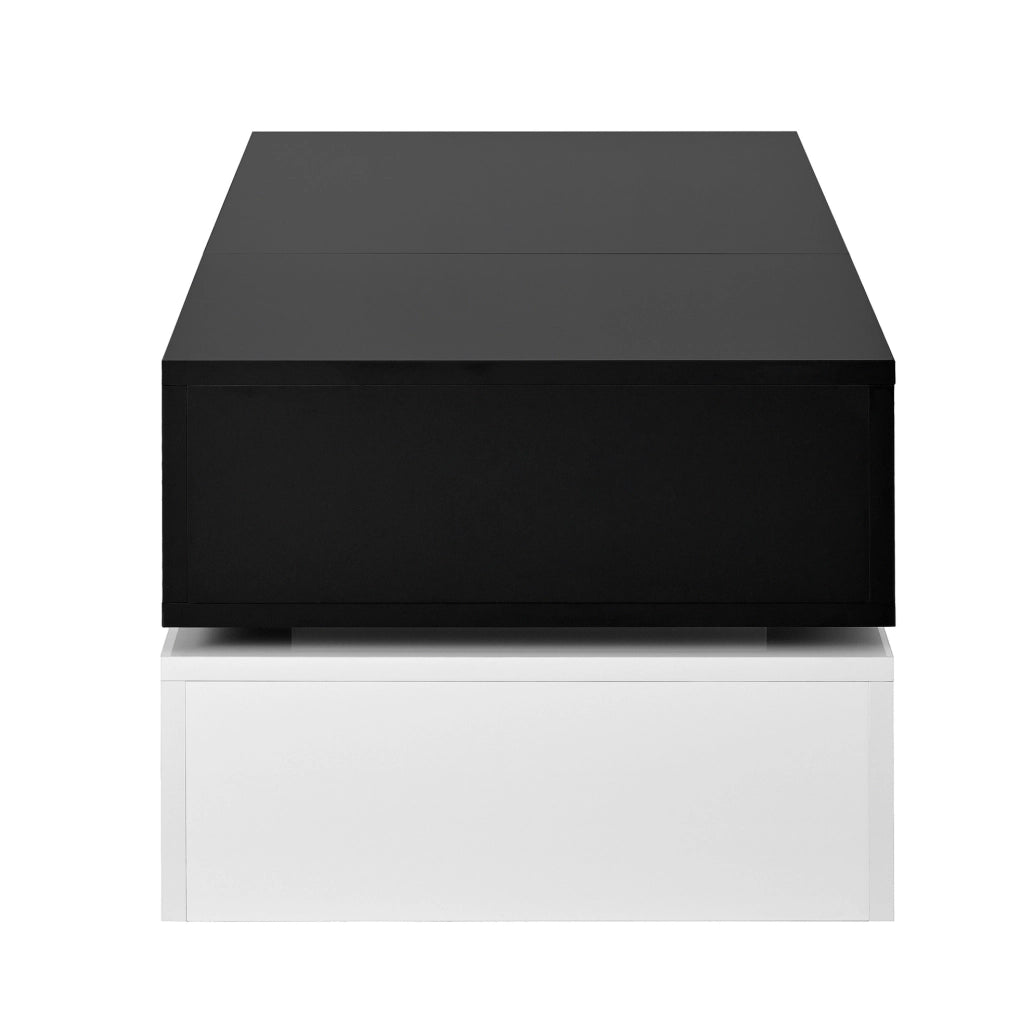 Tavolino da caffè LED 90x45x35,5 cm nero bianco con controllo APP e Bluetooth
