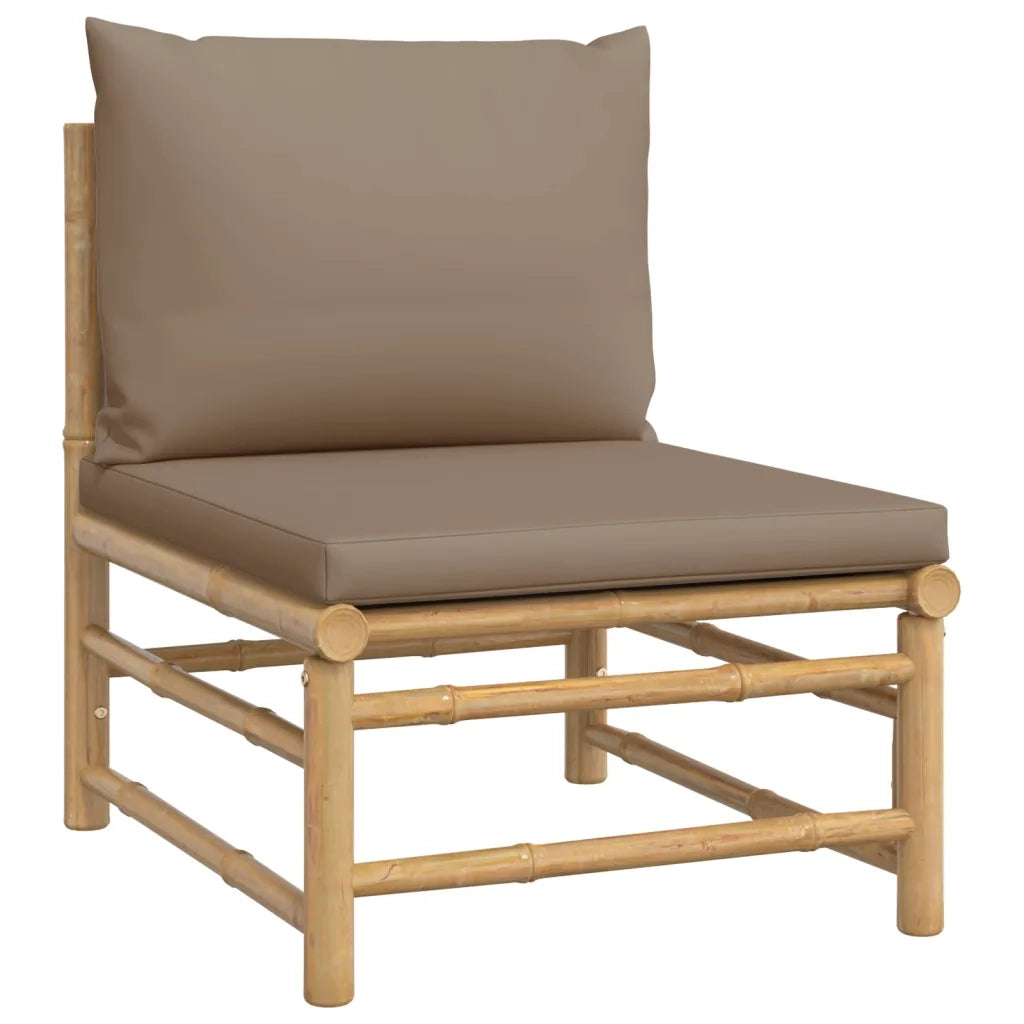 Set Salotto da Giardino 12pz con Cuscini Tortora Bambù 3155131