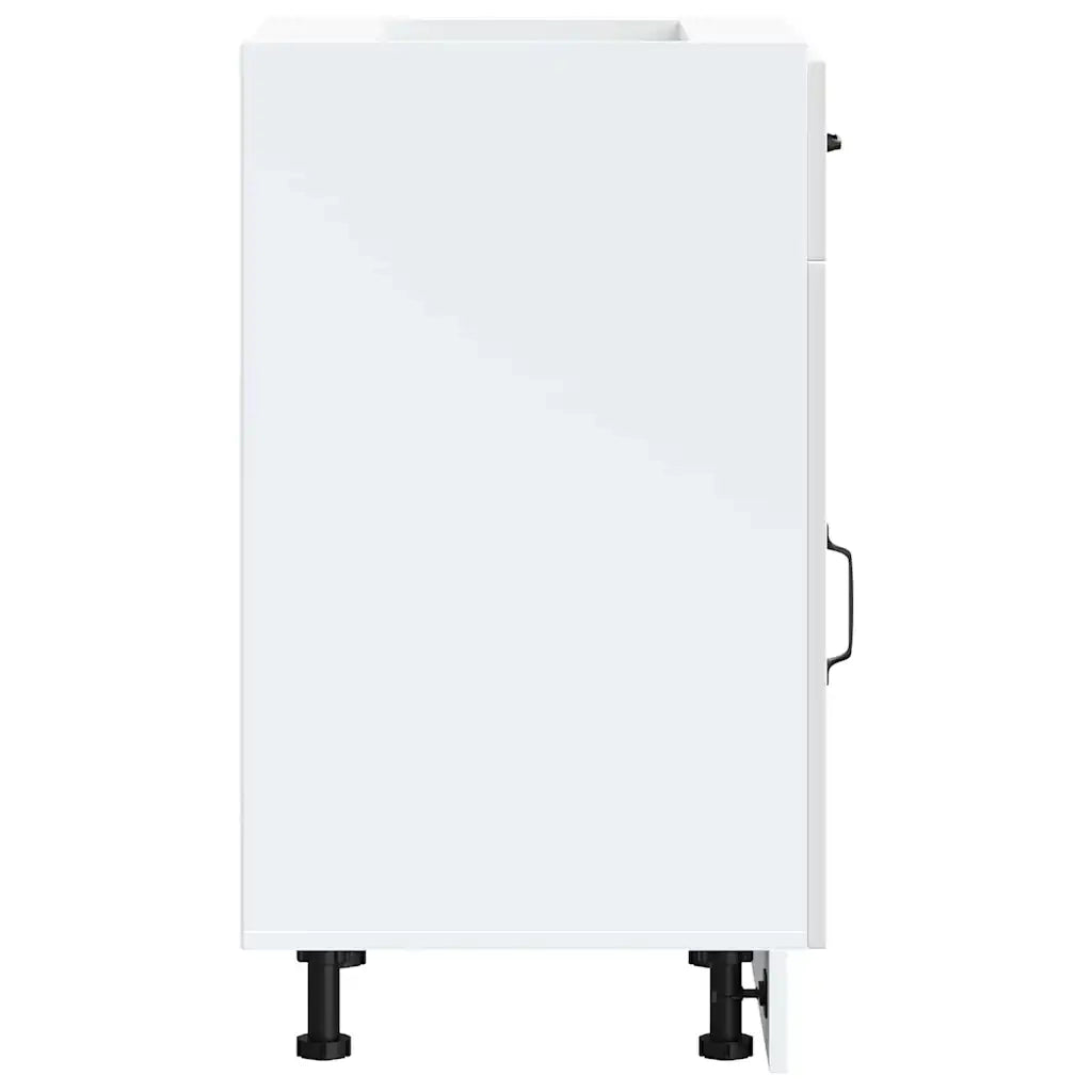 Mobile da cucina Kalmar 50 x 46 x 81,5 cm ampio spazio contenitivo piedini regolabili legno composito bianco lucido 02_0049902
