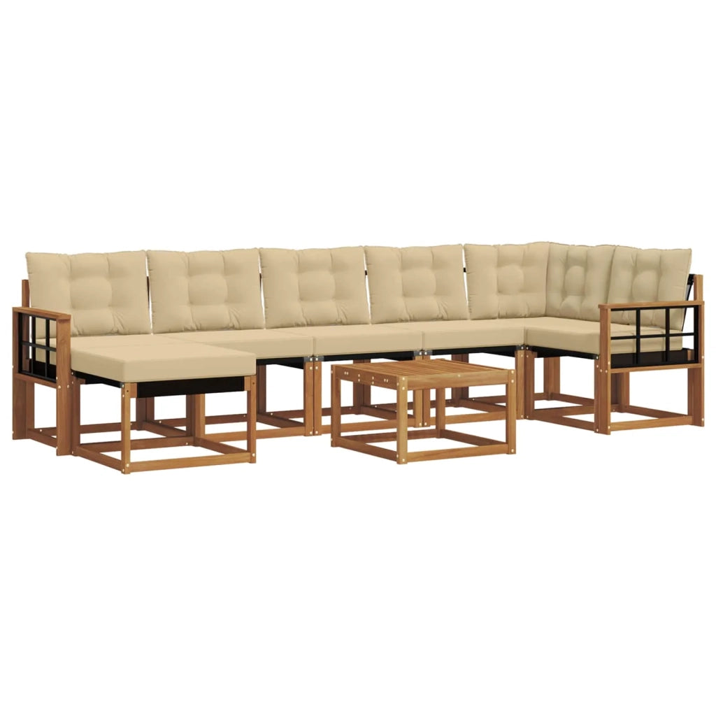 Set di divani da esterno con cuscino 8 pcs Naturale e Beige 3368912