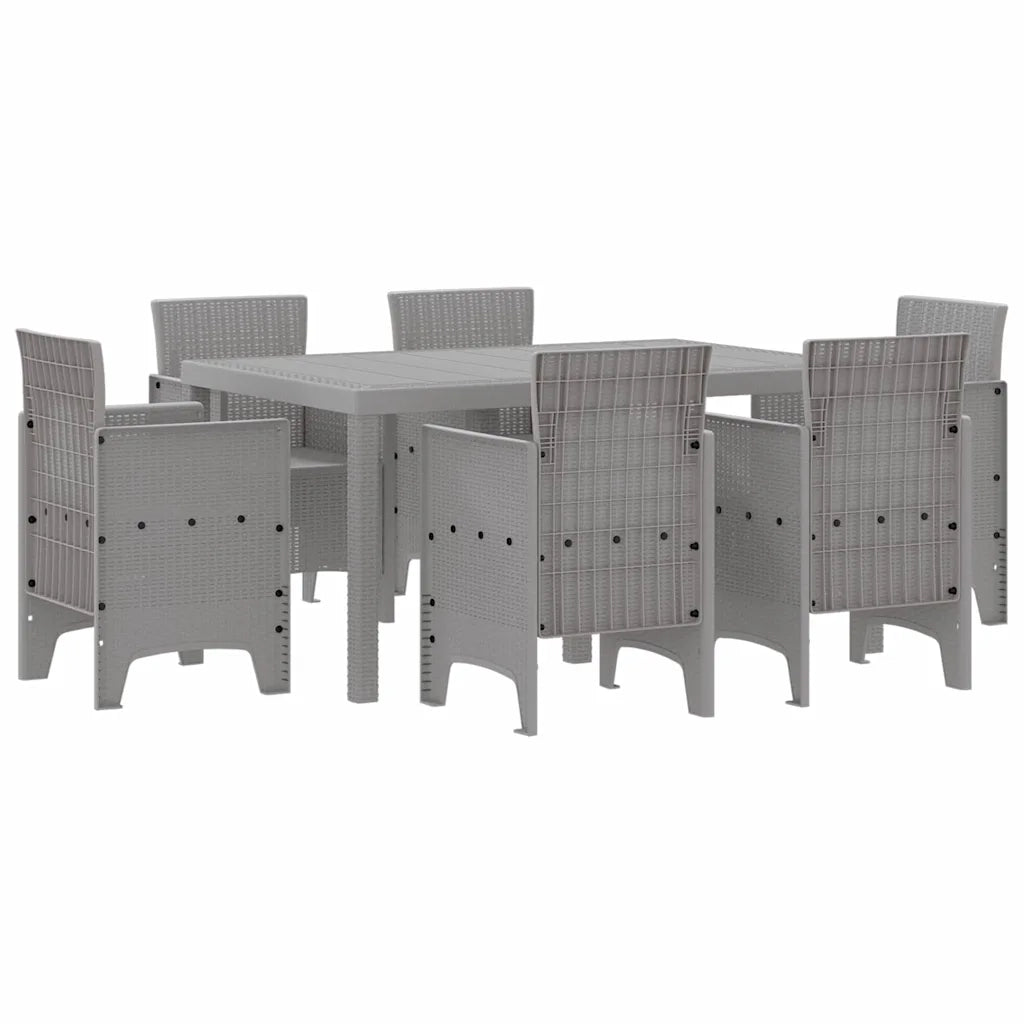 Set da Pranzo per Giardino 7 pcs Grigio chiaro Rattan Polt