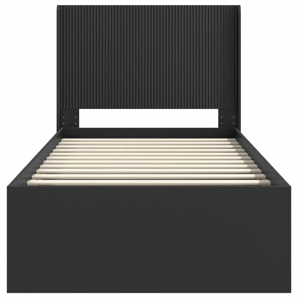 Struttura del letto con stoccaggio e testata Nero 90 x 190 cm 3413902