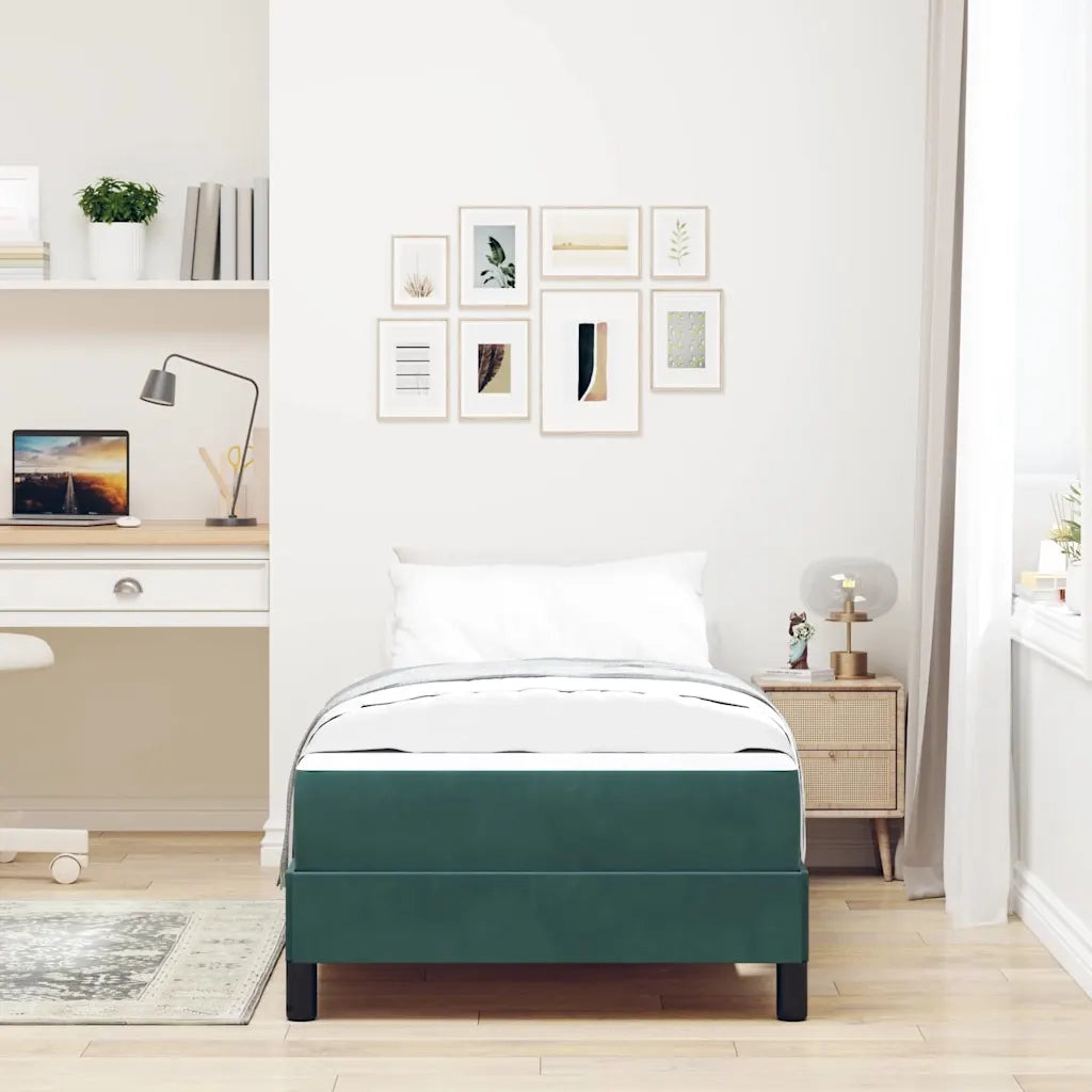 Letto a molle con materasso Verde Scuro 90 x 190 cm Tessuto