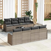 Set Divano da Giardino con cuscino con cuscino 9 pcs Grigio