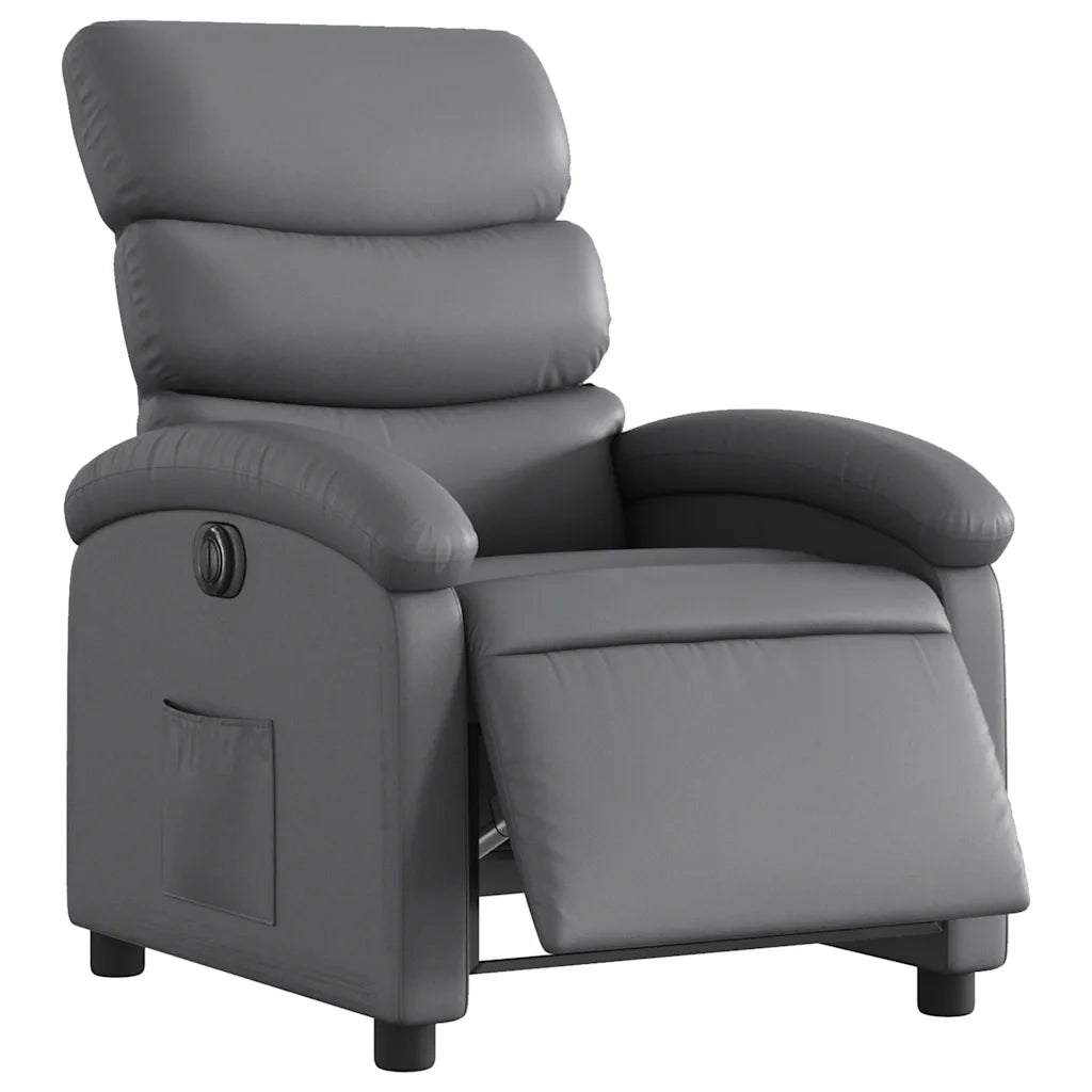 Poltrona | Sedia Relax Reclinabile Elettrica Grigia in Similpelle