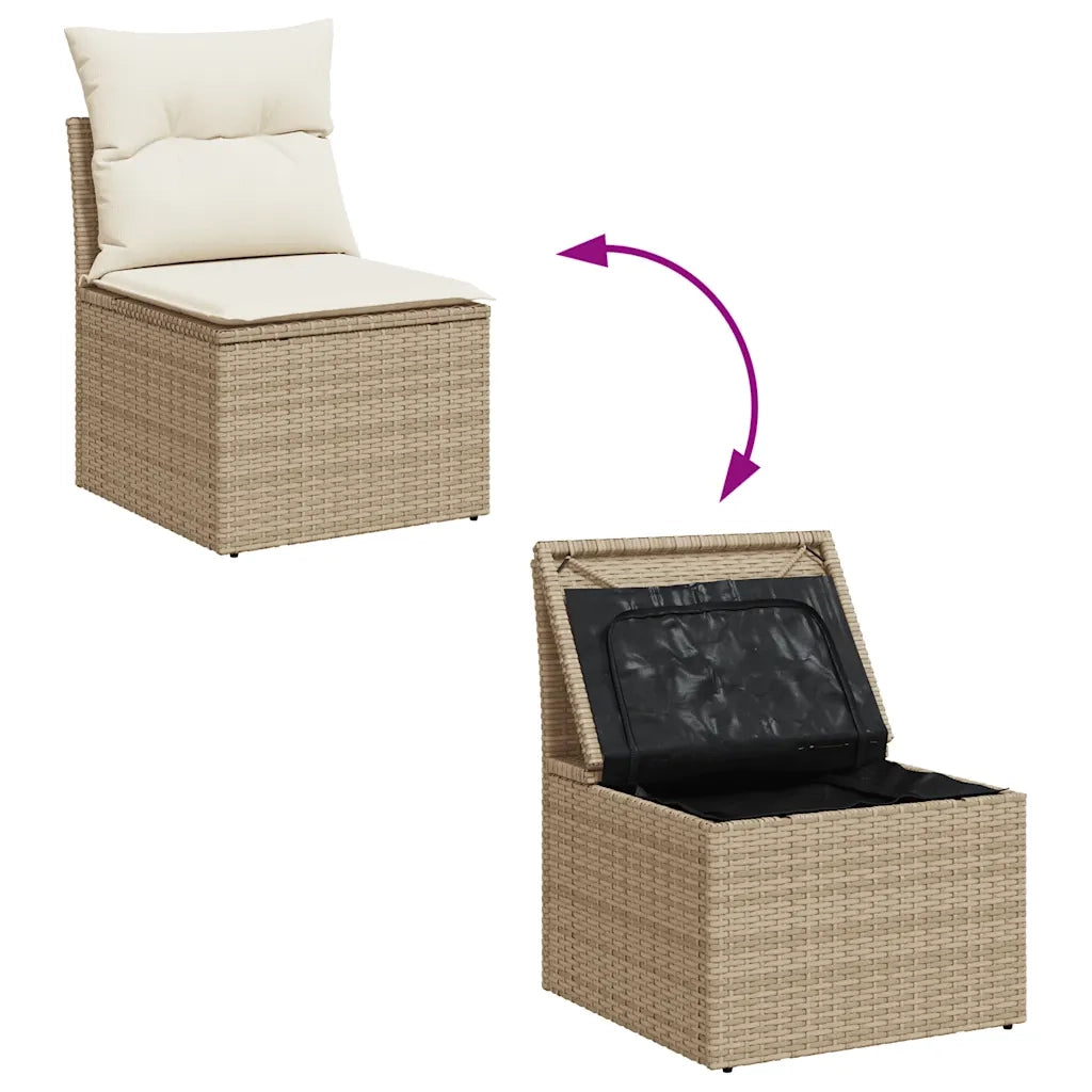 Set Divano da Giardino 6 pz con Cuscini Beige in Polyrattan 3327250