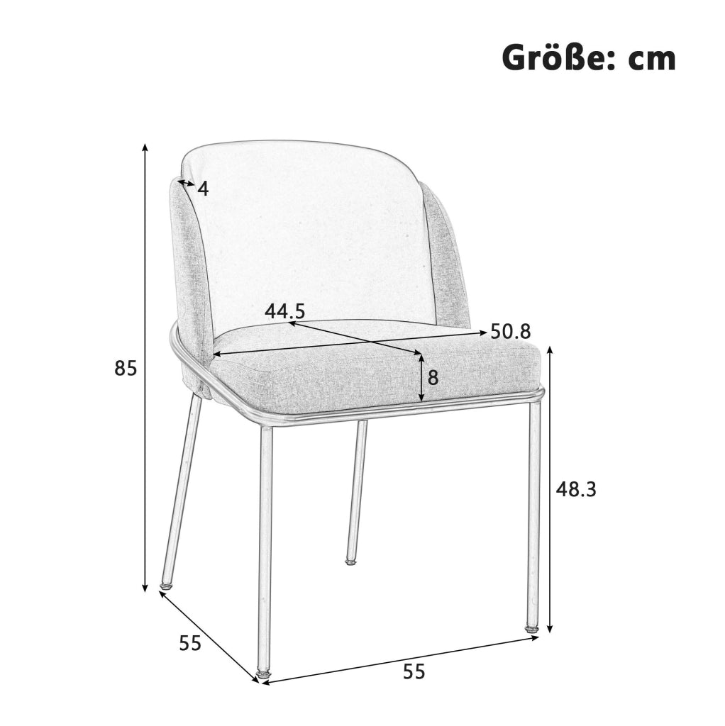 SEDIA da pranzo moderna Set da 4 pezzi Beige e Khaki con gambe inclinate