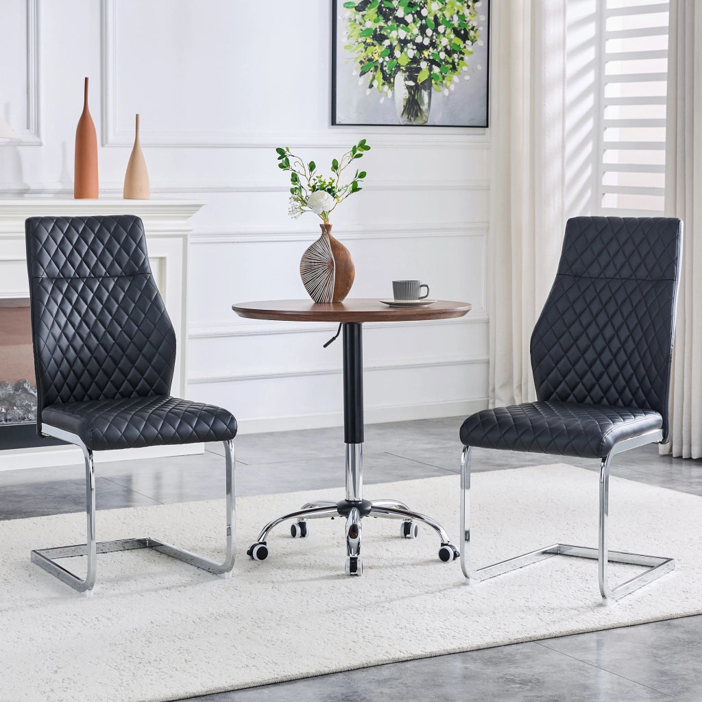 Sedia da pranzo con motivo a rombi - Zephmum- Schienale alto imbottitura comoda telaio in metallo argento antiscivolo