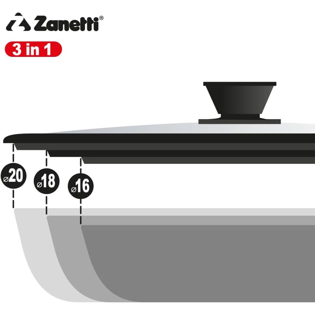 Zanetti Coperchio Universale Vetro Silicone 16 18 20 cm
