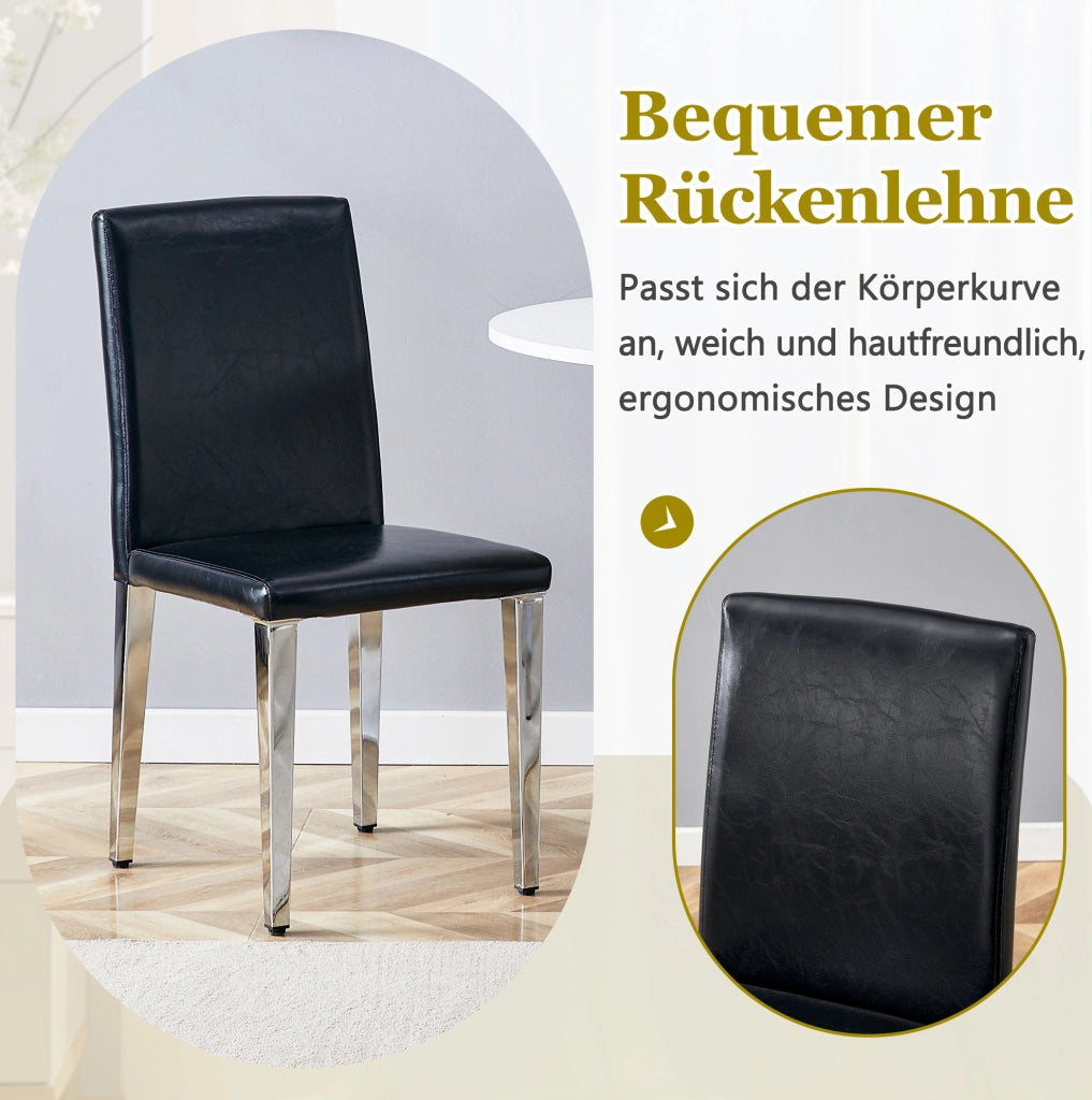 SEDIA da pranzo Set da 2 pezzi 90 cm nero e argento in PU e metallo