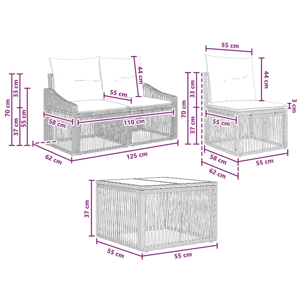 Set Divano da Giardino 9 pz Grigio polyrattan 3435983