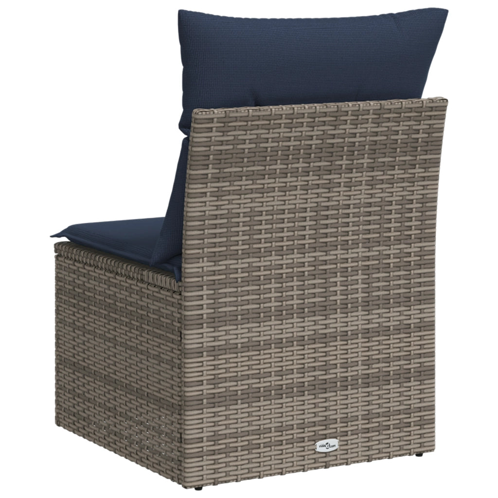 Sedia Giardino Senza Braccioli con Cuscini Grigio Polyrattan 366162