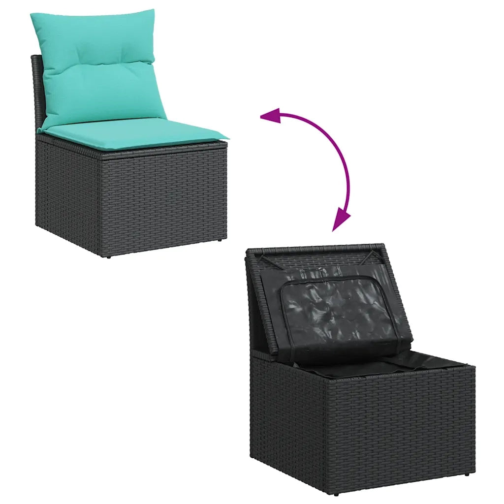 Set Divani da Giardino 8 pz con Cuscini Nero in Polyrattan 3256365