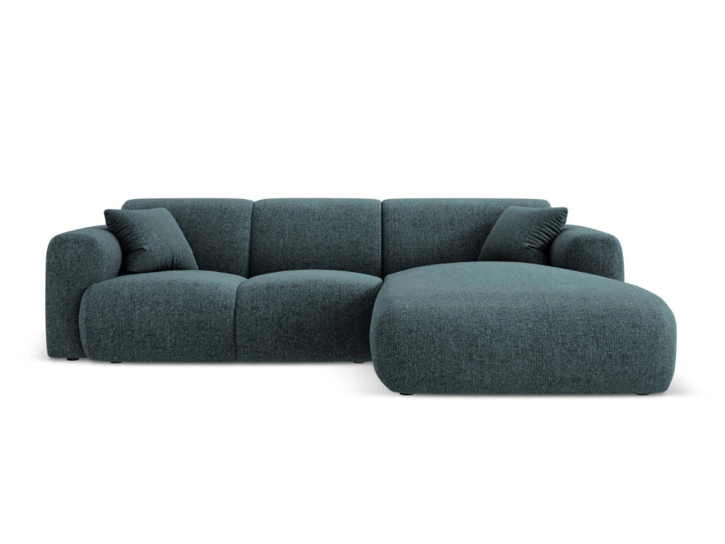 Cosmopolitan Design - Divano angolare destro "Nolio" 4 posti in ciniglia petrolio 