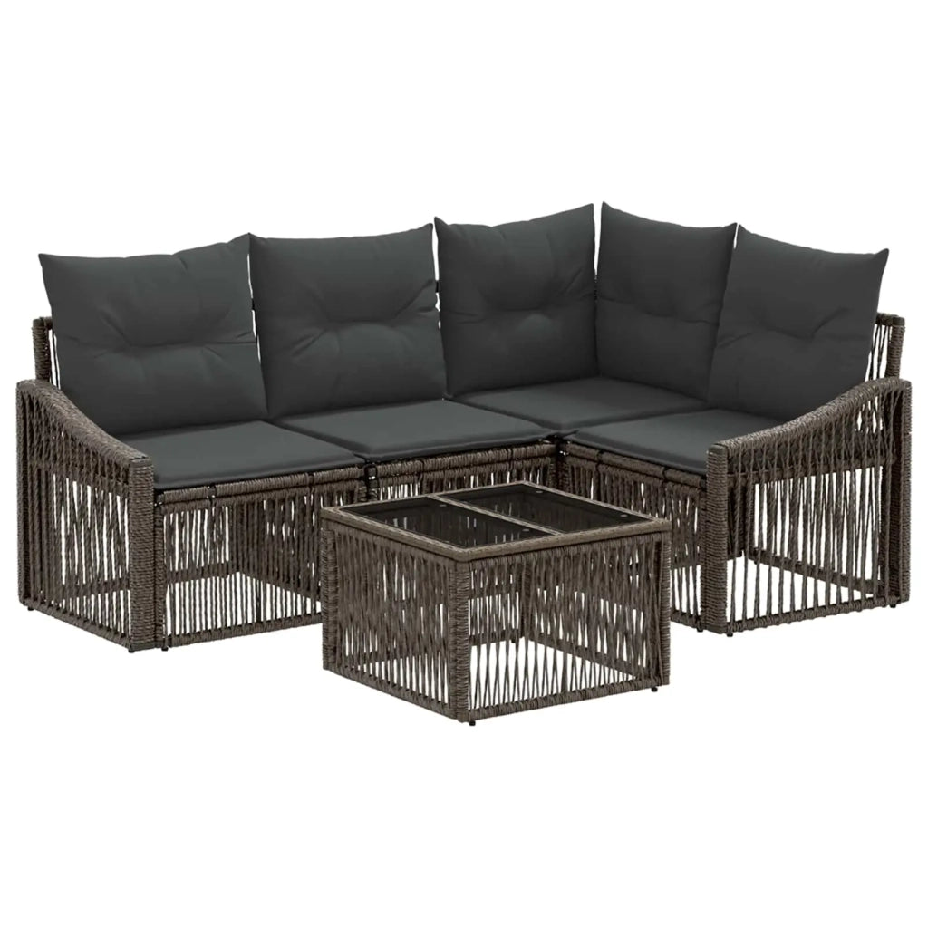 Set Divano da Giardino 5 pz Grigio polyrattan 3436001