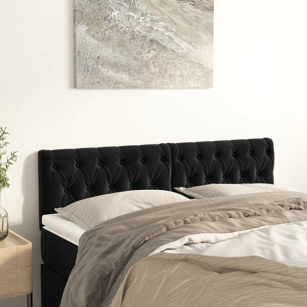 Testiera | Testata Nera 160x7x78/88 cm in Velluto