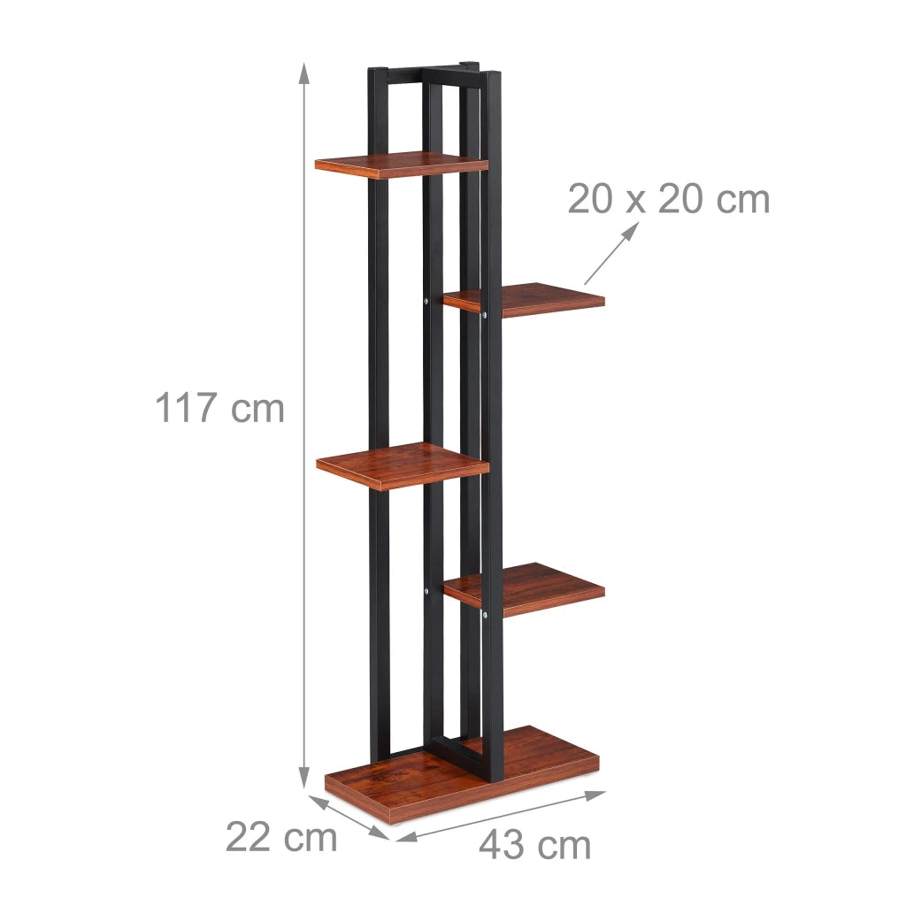 Portapiante a scala 117 x 43 x 22 cm supporti robusti design contemporaneo in acciaio nero 13_0011044