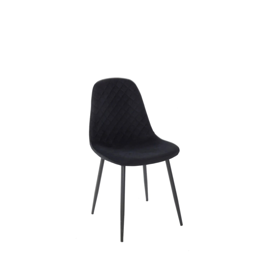 SET 4 SEDIA MARTA VELLUTO NERO GAMBE NERE
