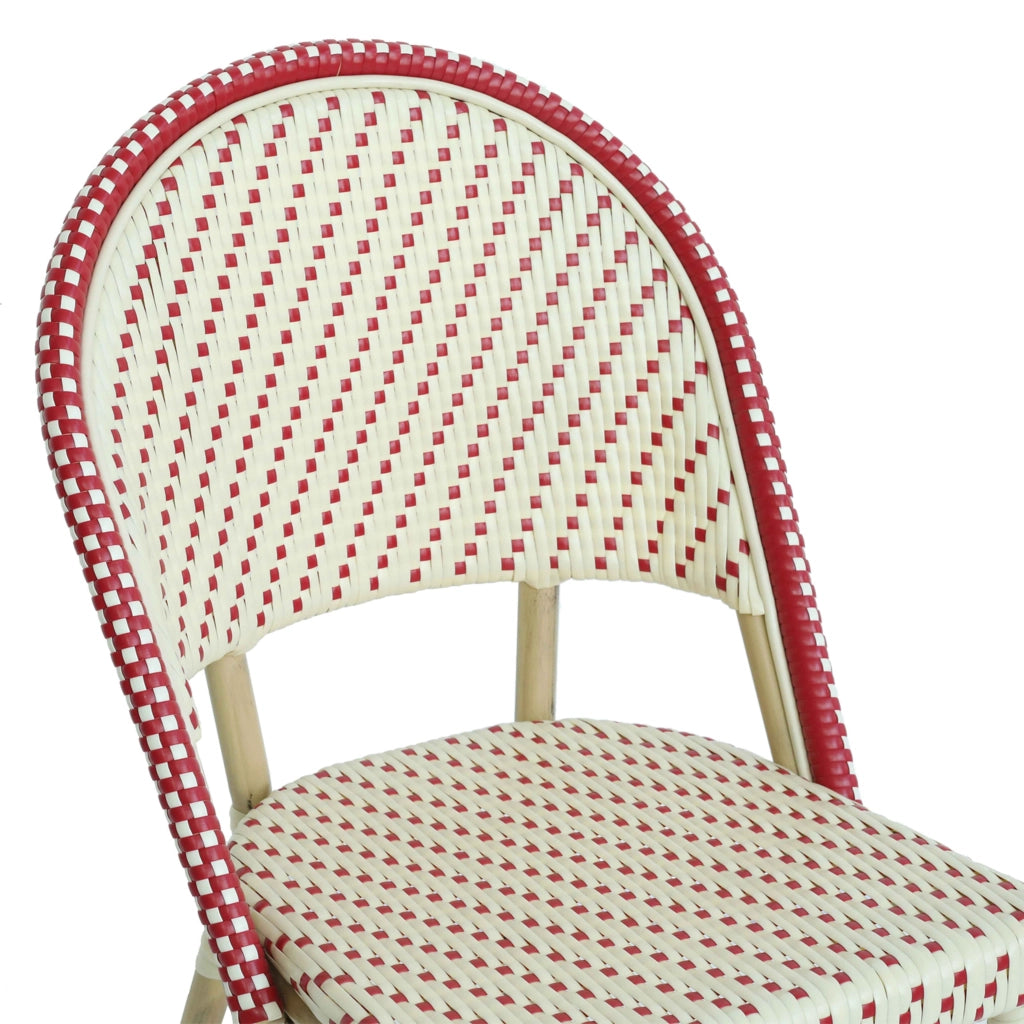 Oviala - Sedia da giardino in rattan rosso e alluminio
