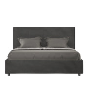 BS COM Letto queen size contenitore imbottito 150x190 microfibra grigio