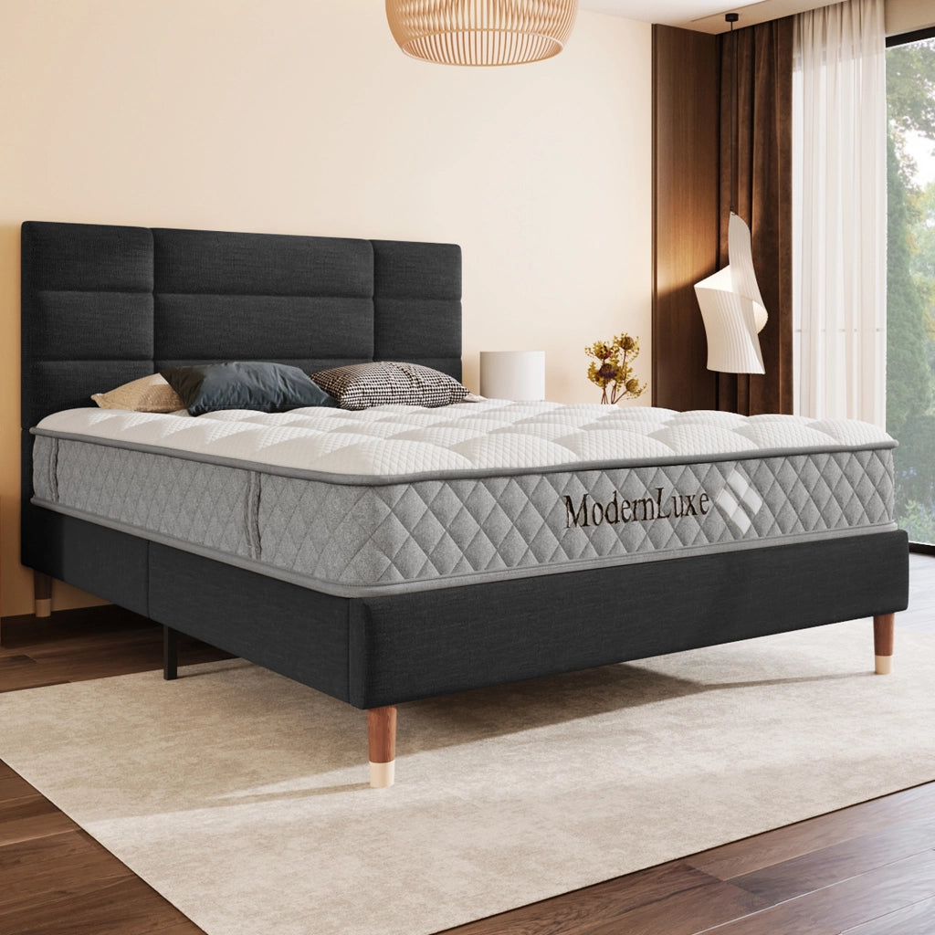 Letto imbottito 140x200 cm con materasso nero