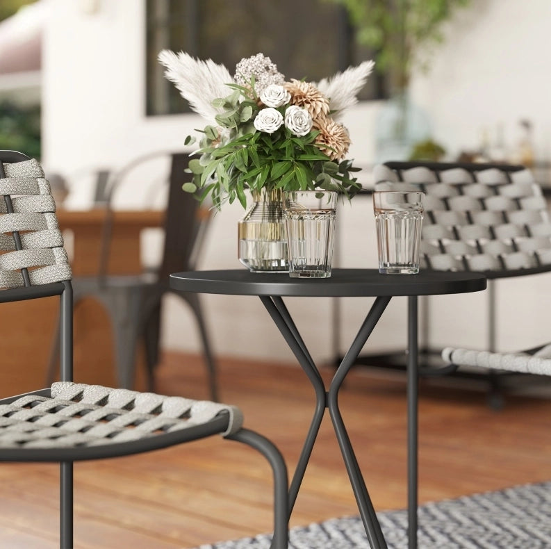 Set bistrot da esterno 3 pezzi con 2 sedie impilabili e tavolo; grigio