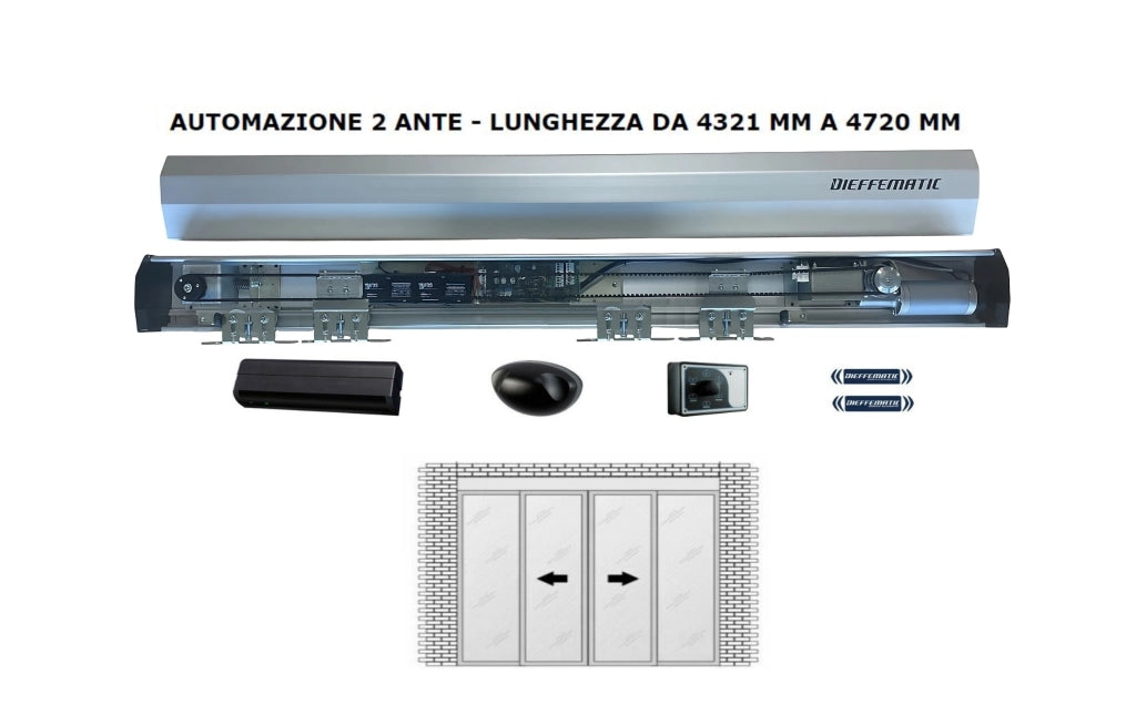 PORTA AUTOMATICA A VETRI 2 ANTE FINO A 472 CM PER SUPERMERCATO HOTEL BAR